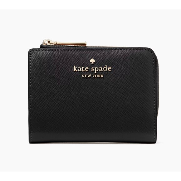New Kate Spade Madison Small L Zip Wallet Saffiano Leather Black - Picture 1 of 3